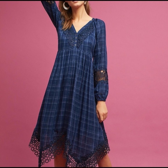 Anthropologie Dresses & Skirts - NWT Akemi + Kin Navy Kerchief Plaid Midi Dress